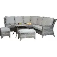 Savvy Corner Dining Set with Ice Bucket - Grey, Rattan