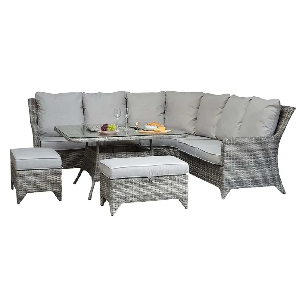 Savvy Corner Dining Set with Ice Bucket - Grey, Rattan image