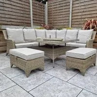 Savvy Corner Dining Set with Ice Bucket - Natural, Rattan