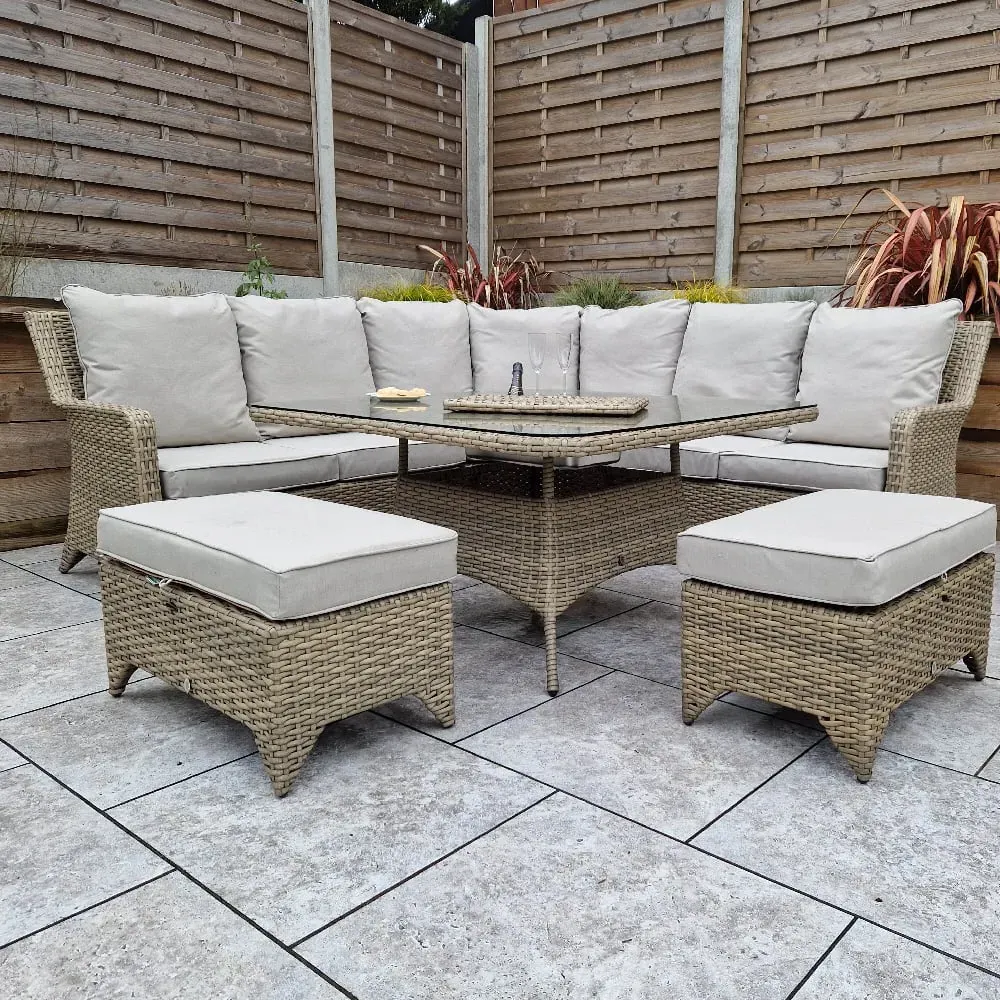 Savvy Corner Dining Set with Ice Bucket - Natural, Rattan