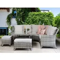 Savvy Corner Dining Set with Ottomans - Grey, Rattan