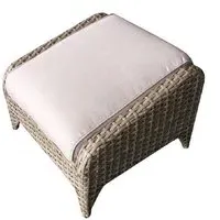 Savvy Rattan Garden Ottoman with Cushion - Natural