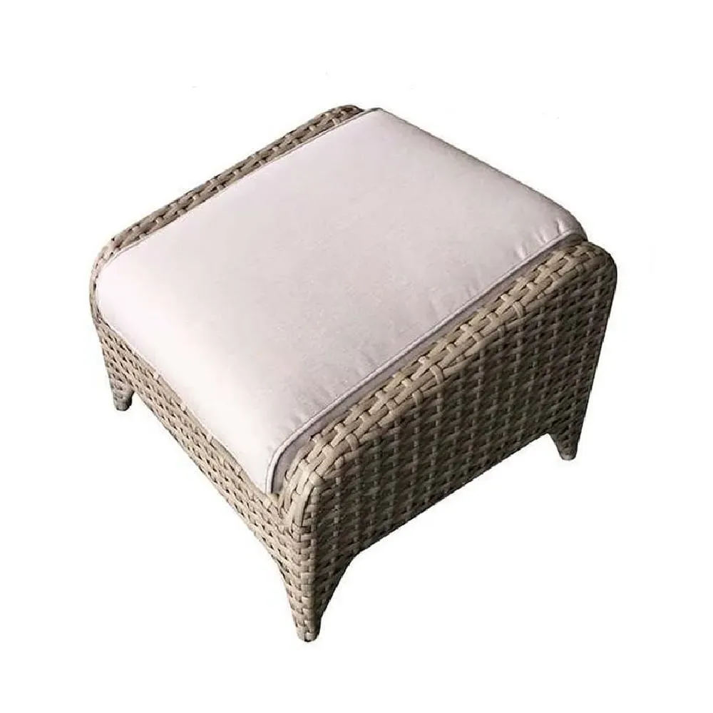 Savvy Rattan Garden Ottoman with Cushion - Natural image