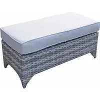 Savvy Rattan Outdoor Ottoman Bench with Cushion - Grey