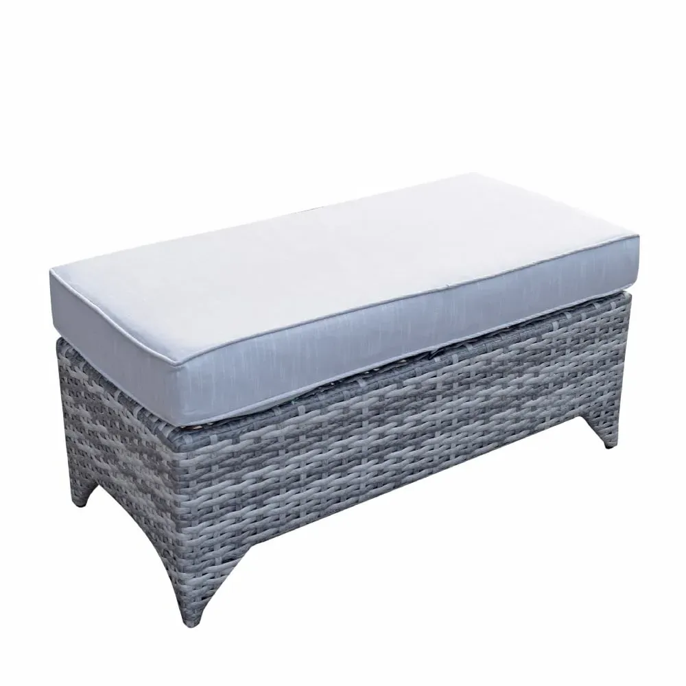 Savvy Rattan Outdoor Ottoman Bench with Cushion - Grey image