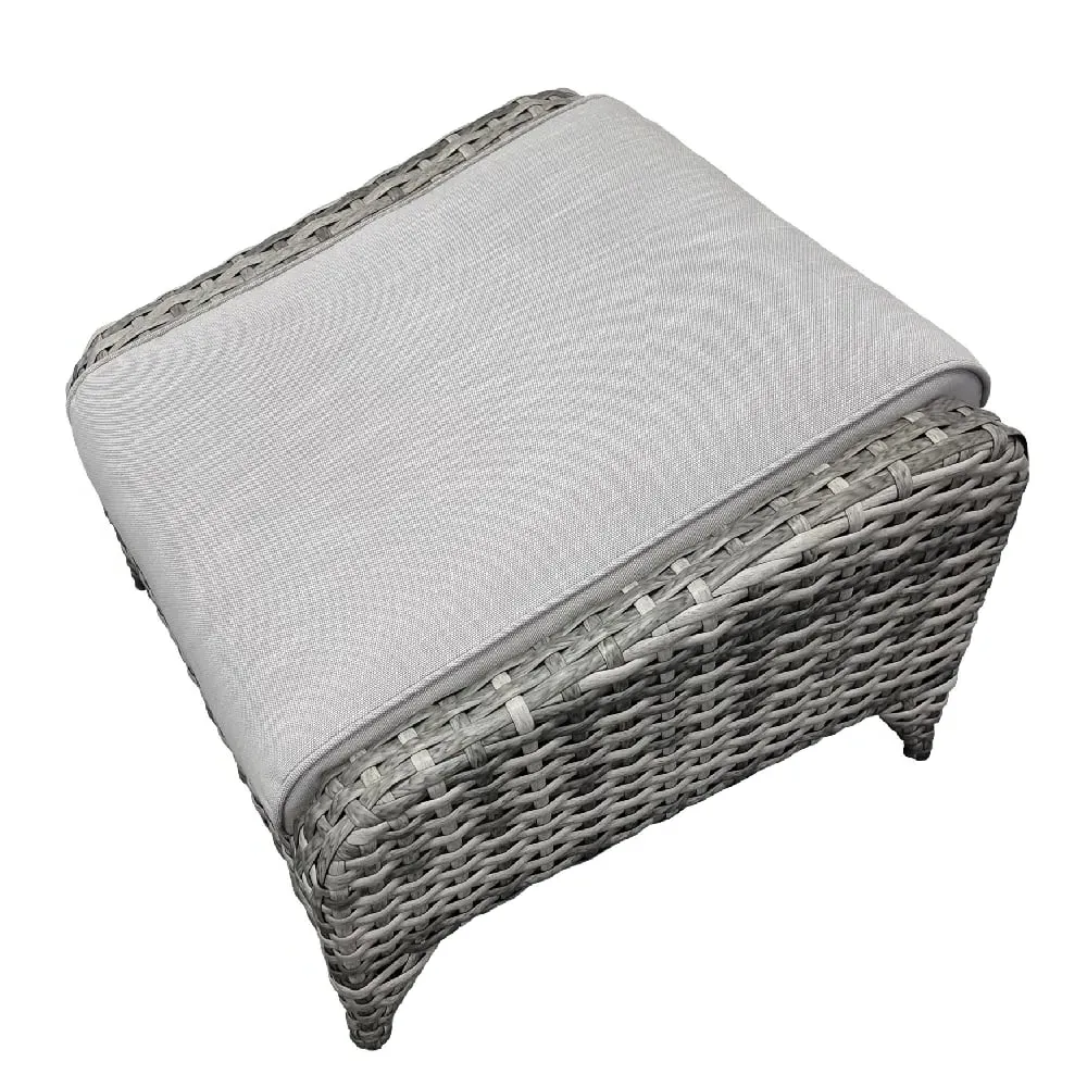 Savvy Rattan Outdoor Ottoman with Cushion - Grey