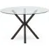 Sawford Round Dining Table - Clear Glass, Black Wood