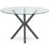 Sawford Round Dining Table - Clear Glass, Grey Metal