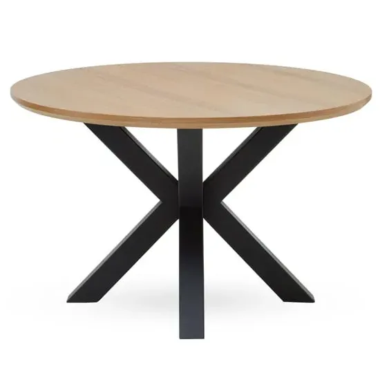 Sawford Round Dining Table - Natural, Black image
