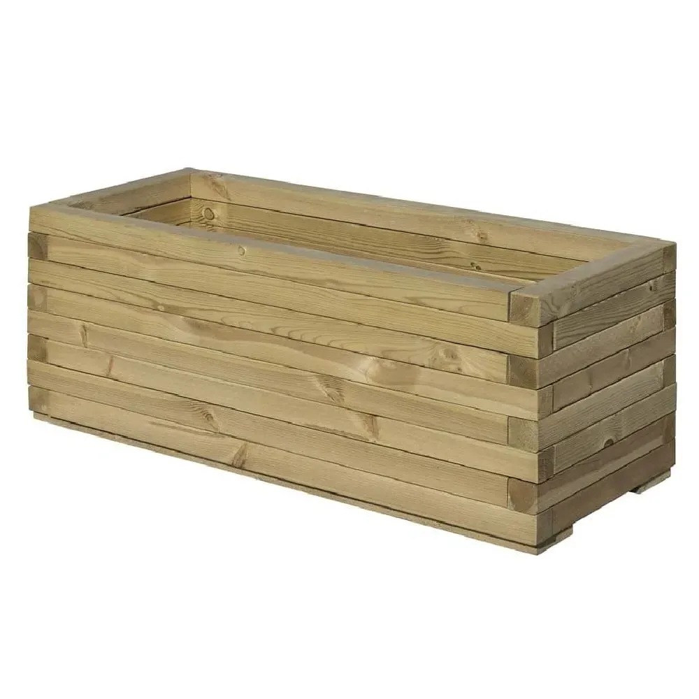 Sawrey Rectangular Patio Planter - Natural, Wood