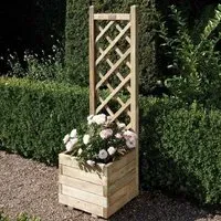Sawrey Square Patio Planter with Lattice - Natural, Wood