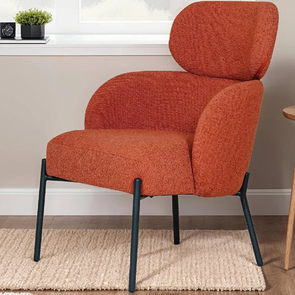 Sayreville Accent Bedroom Chair with Black Legs - Rust, Boucle
