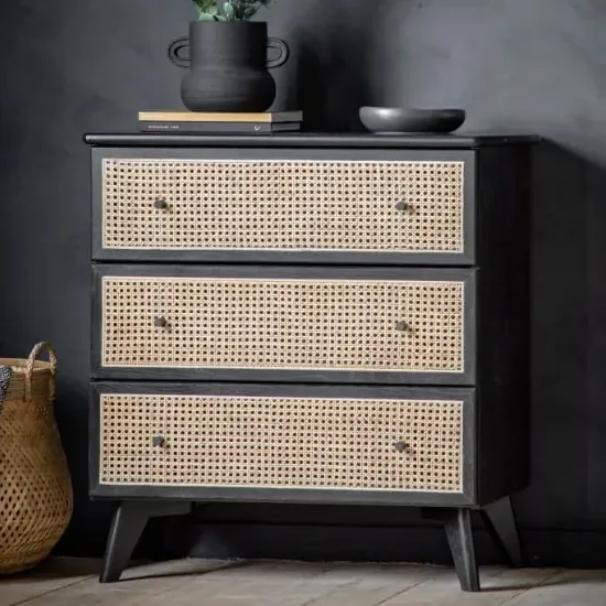 Scalar 3-Drawer Chest - Black, Natural Wood image