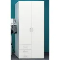 Scalia Large Wardrobe with 2 Doors 3 Drawers - White