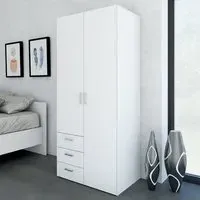 Scalia Small Wardrobe with 2 Doors 3 Drawers - White