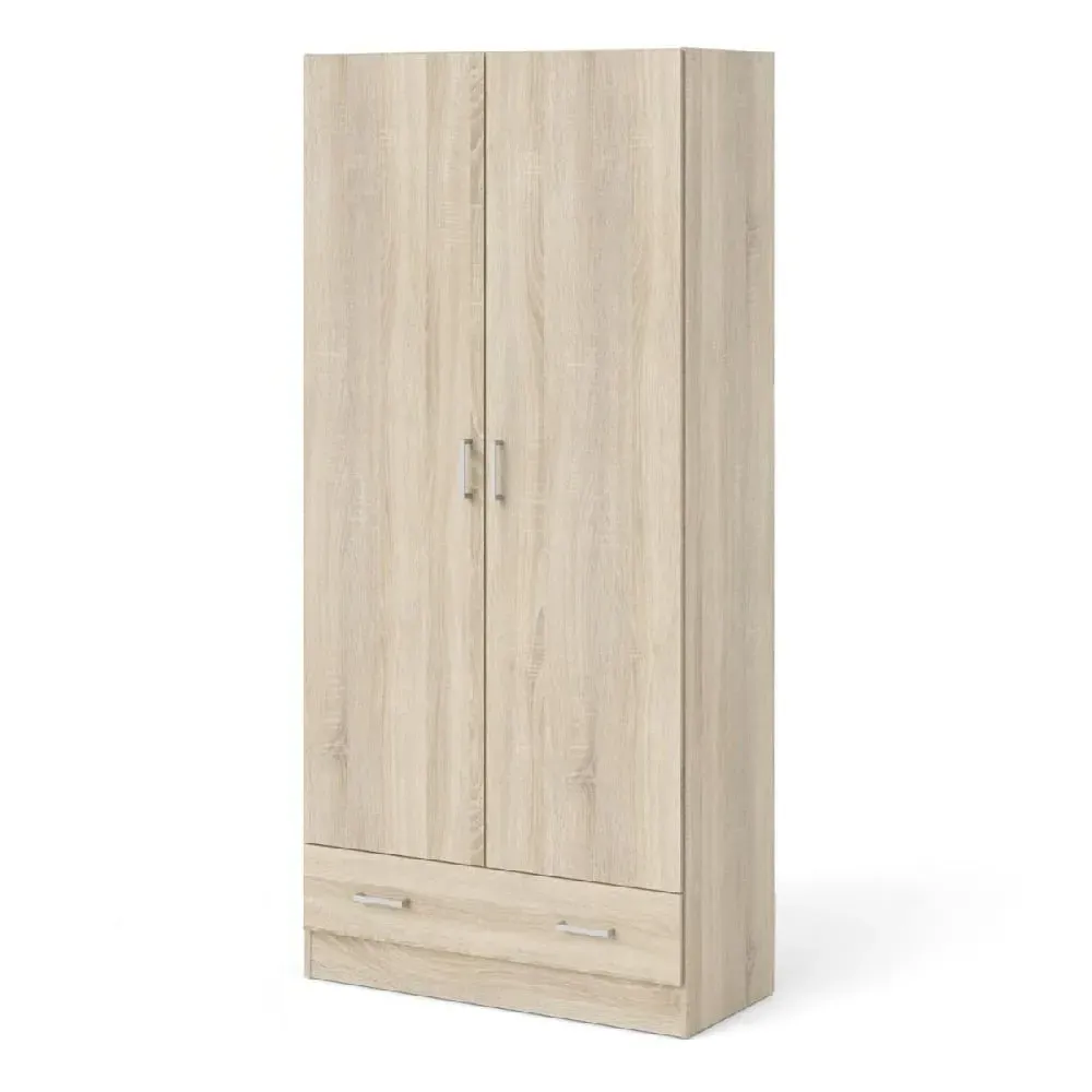 Scalia Wardrobe with 2 Doors 1 Drawer - Oak