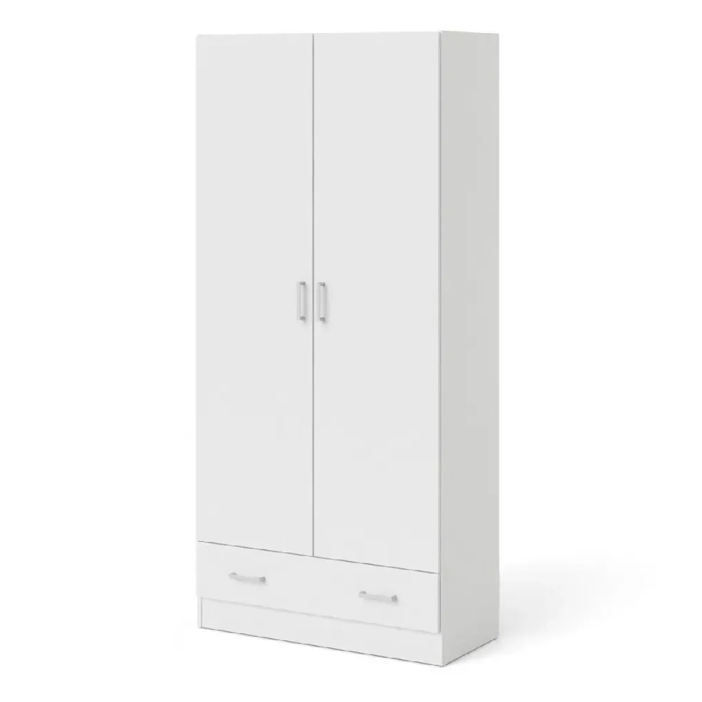 Scalia Wardrobe with 2 Doors 1 Drawer - White