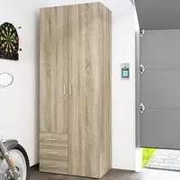 Scalia Wardrobe with 2 Doors 3 Drawers - Oak