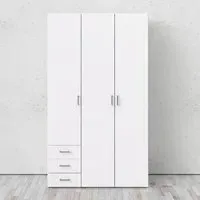 Scalia Wardrobe with 3 Doors 3 Drawers - White