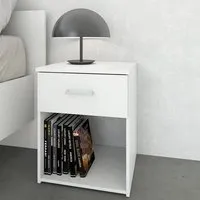 Scalia Wooden Bedside Cabinet with 1 Drawer - White