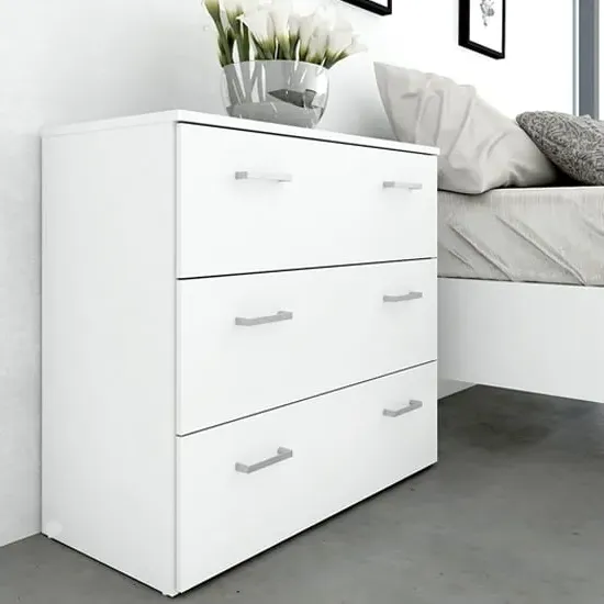 Scalia Wooden Chest of 3 Drawers - White