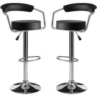 Scalo Bar Chairs with Chrome Base - Black, Faux Leather alternate view