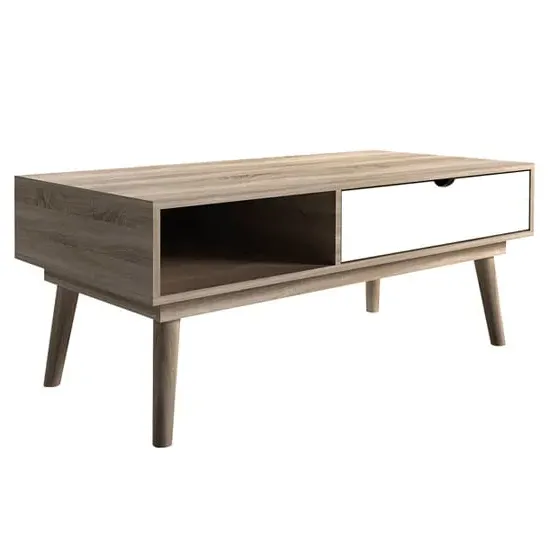 Scandia Coffee Table with Storage - Oak, White