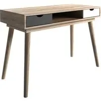 Scandia Laptop Desk with Storage - Oak, Grey