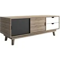 Scandia TV Stand with Storage - Oak, Grey
