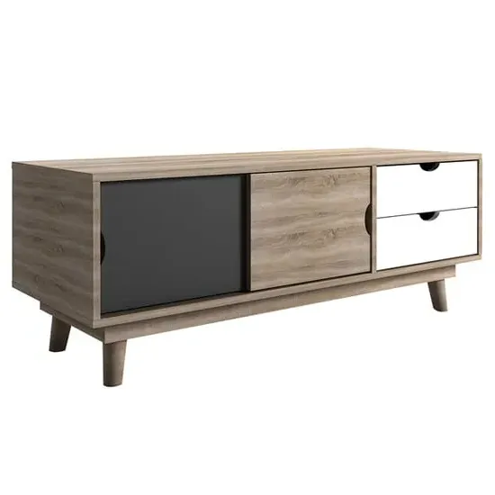 Scandia TV Stand with Storage - Oak, Grey