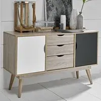 Scandia Wooden Sideboard - Oak, Grey