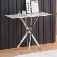 Sceptre Marble Effect Glass Top Console Table - Silver alternate view