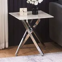Sceptre Side Table Marble Effect Glass Top - Silver alternate view