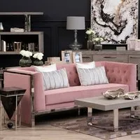 Sceptrum 3-Seater Sofa with Steel Frame - Pink, Velvet