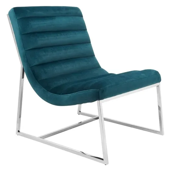 Sceptrum Curved Lounge Chair with Steel Frame - Teal, Velvet