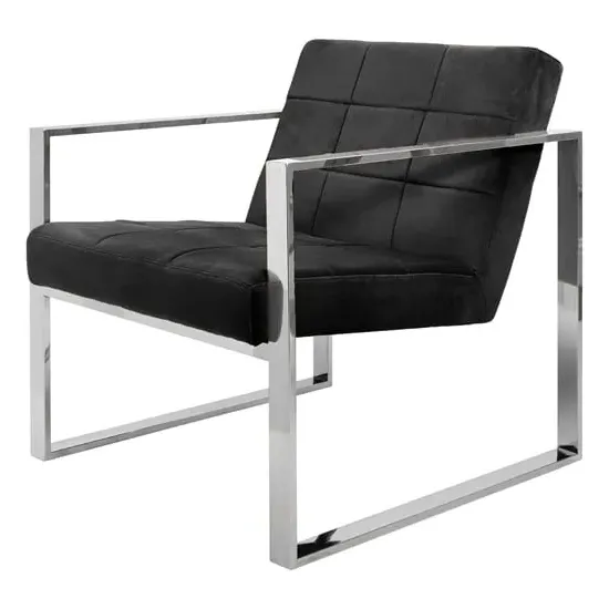 Sceptrum Lounge Chair with Steel Frame - Black, Velvet image