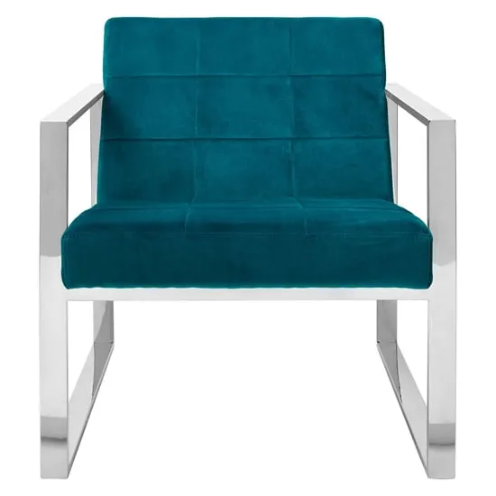 Sceptrum Lounge Chair with Steel Frame - Teal, Velvet