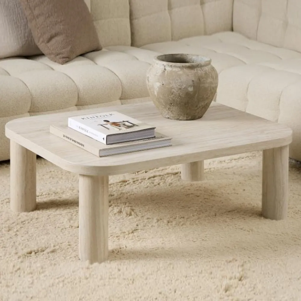 Schijndel Rectangular Coffee Table - Travertine, Wood