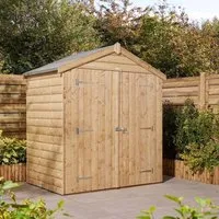 Schijndel Small Apex Garden Shed with 2 Doors - Natural, Wood alternate view