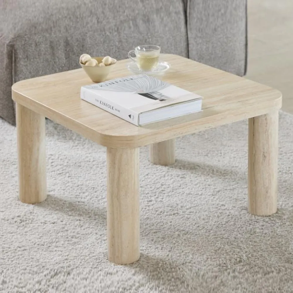 Schijndel Square Coffee Table - Travertine, Wood