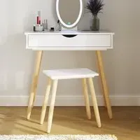Schofield Dressing Table Set with LED Mirror - White, Wood