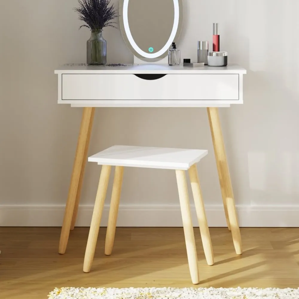 Schofield Dressing Table Set with LED Mirror - White, Wood image