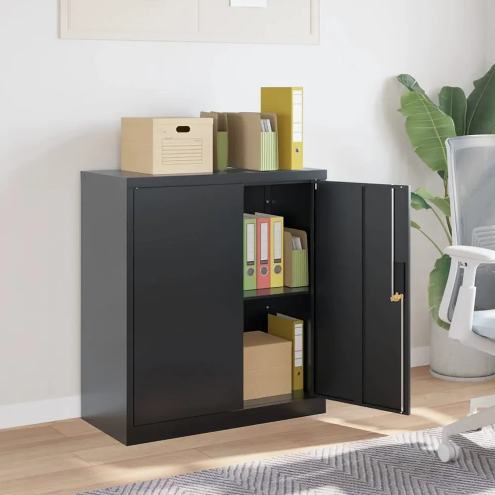 Schriever Steel Office Filing Cabinet with Lock - Anthracite