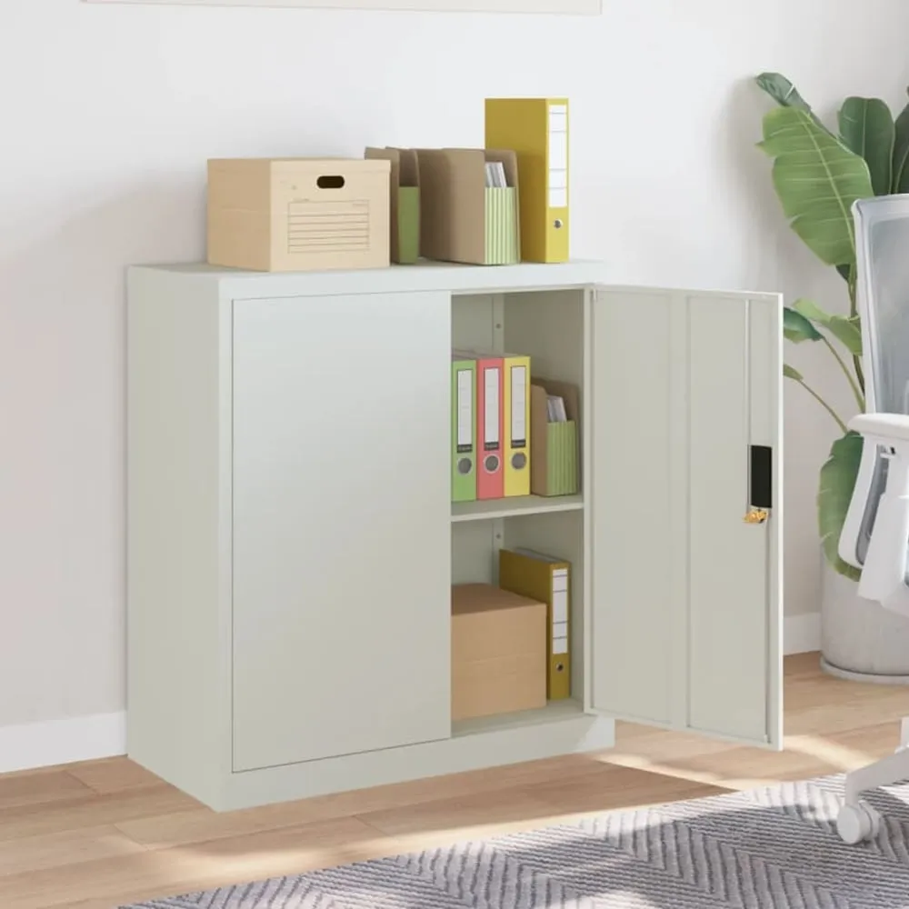 Schriever Steel Office Filing Cabinet with Lock - Light Grey