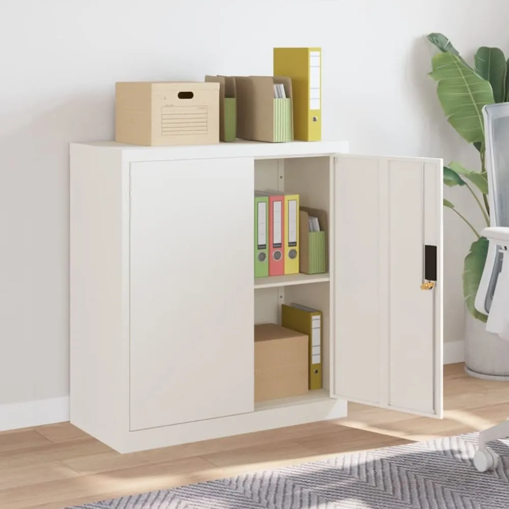 Schriever Steel Office Filing Cabinet with Lock - White