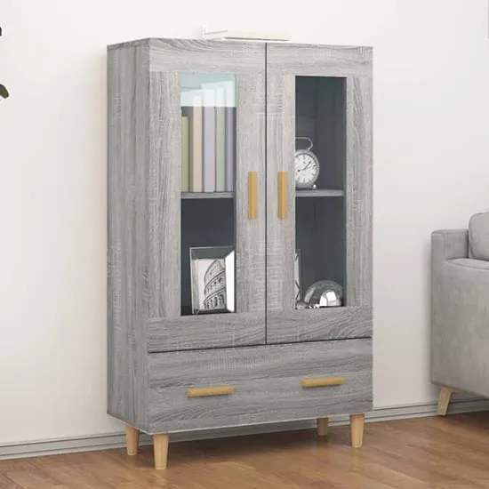 Scipo Highboard with 2 Doors 1 Drawer - Grey, Sonoma Oak