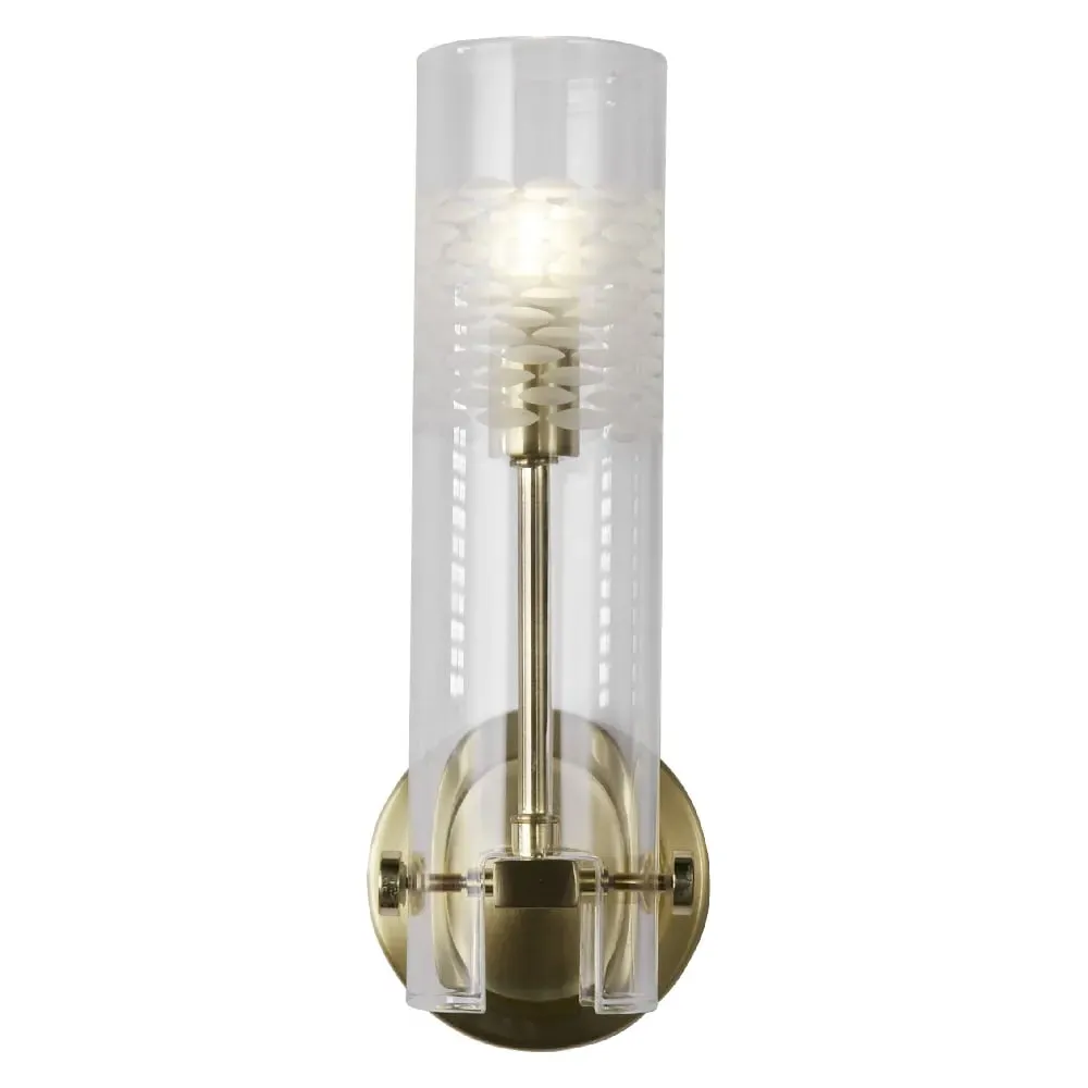 Scope Clear Glass Bathroom Wall Light - Satin Brass