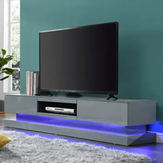 Score TV Stand with Multi LED Lighting - Mid Grey