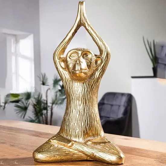 Scranton Aluminium Monkey Sculpture - Gold