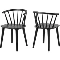 Scribner Dining Chairs In Pair - Black, Wood